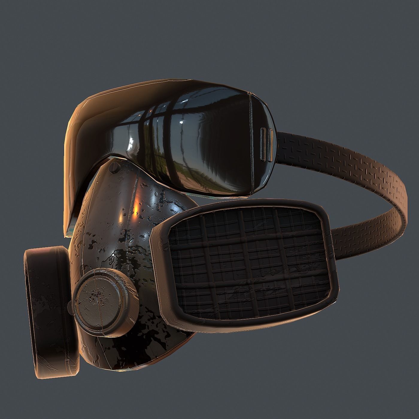 Gas mask helmet 3d model scifi Low-poly Low-poly 3D model_7