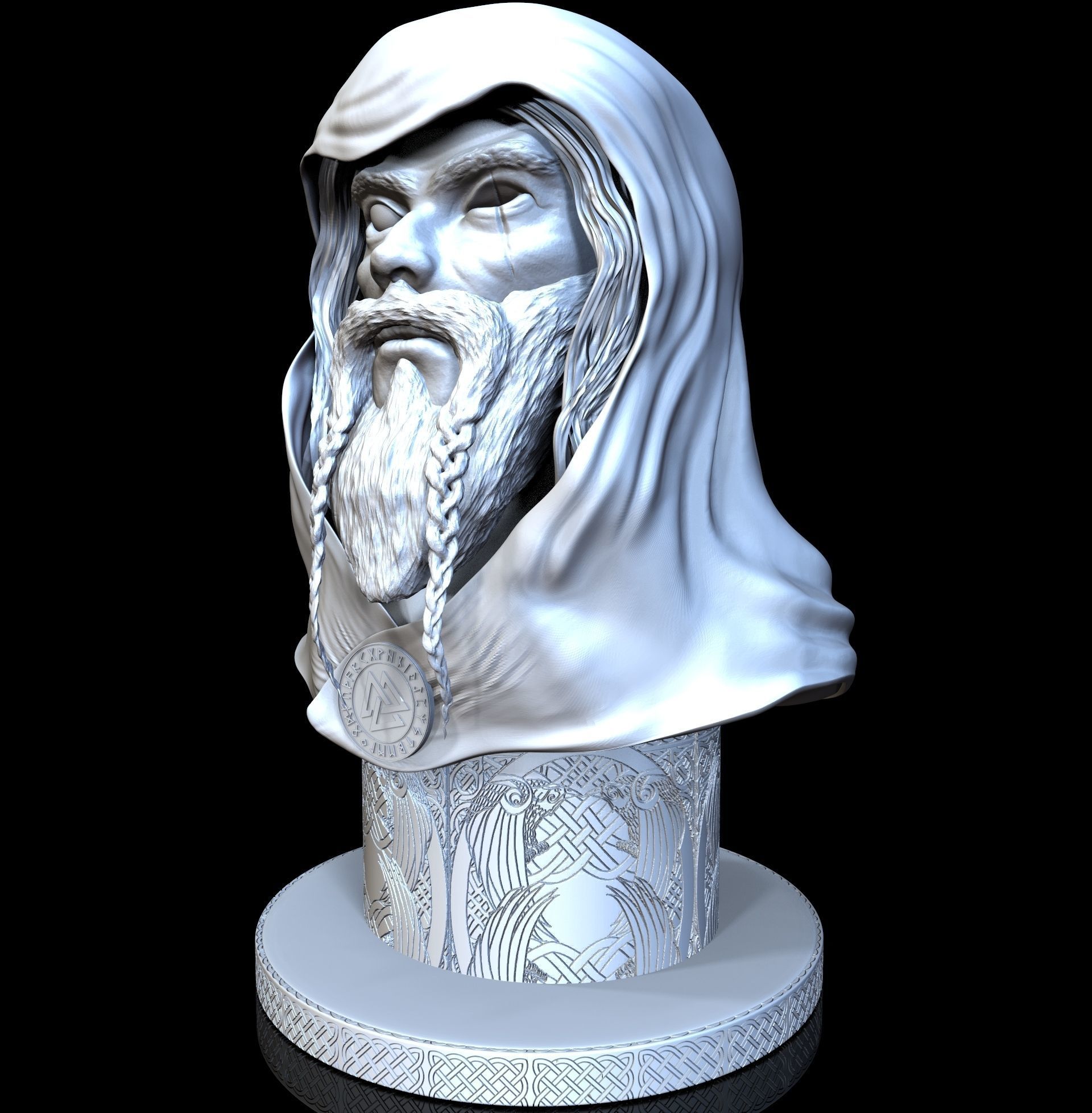 Bust of Odin 3D print model_2