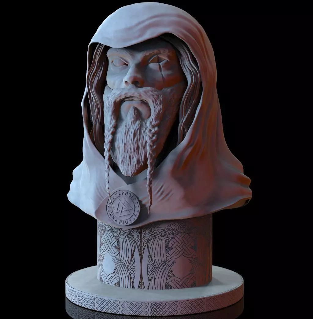 Bust of Odin 3D print model_0
