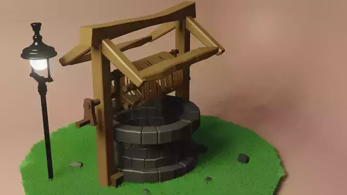 Low poly well as old style 