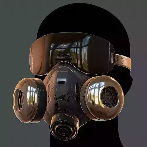 Gas mask helmet 3d model scifi Low-poly 