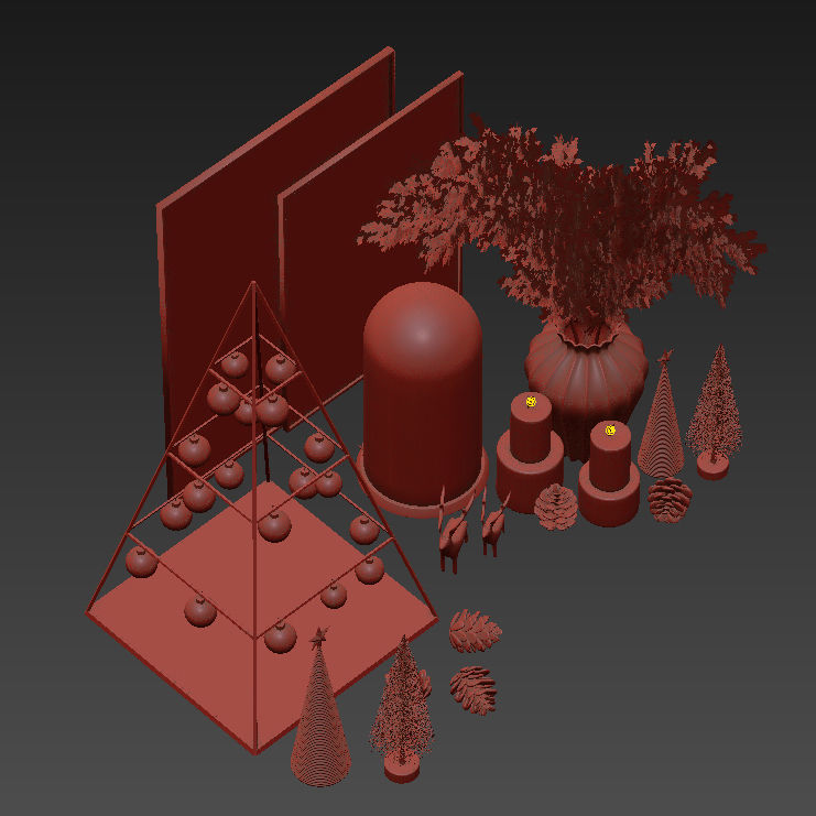 Christmas decorative set 3D model_16