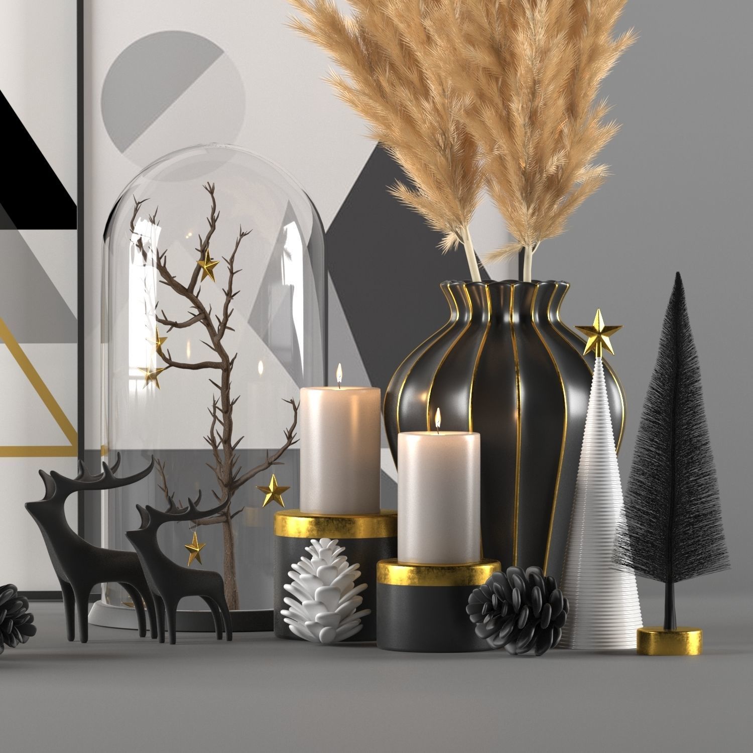 Christmas decorative set 3D model_2