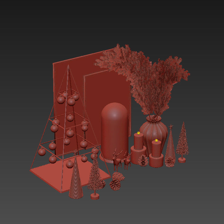 Christmas decorative set 3D model_15