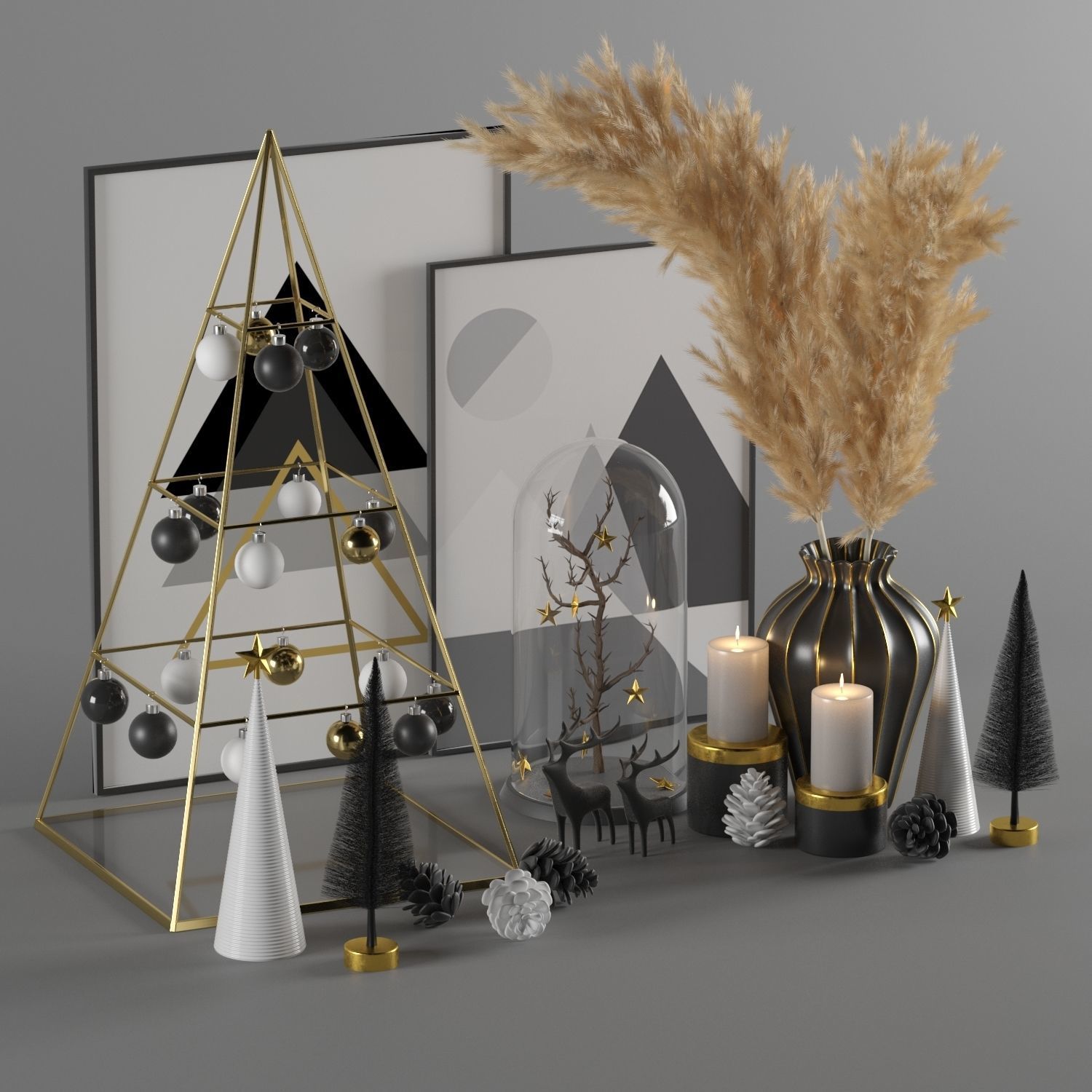 Christmas decorative set 3D model_1