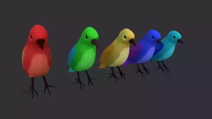 Birds group of colorful