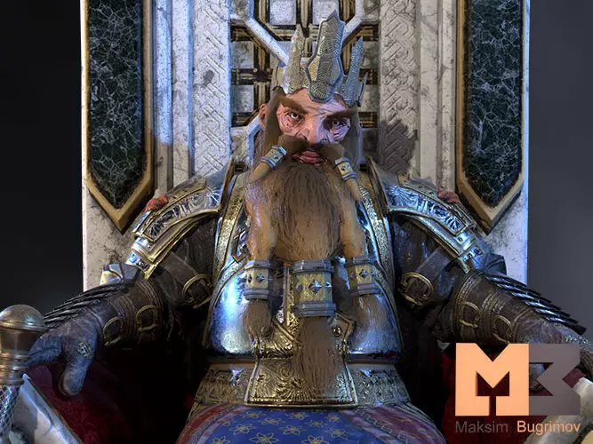 Dwarf King Low-poly 3D model_0