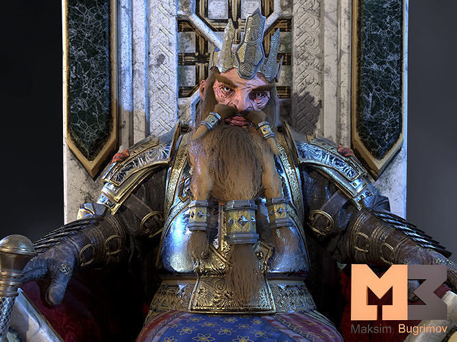 Dwarf King Low-poly 3D model