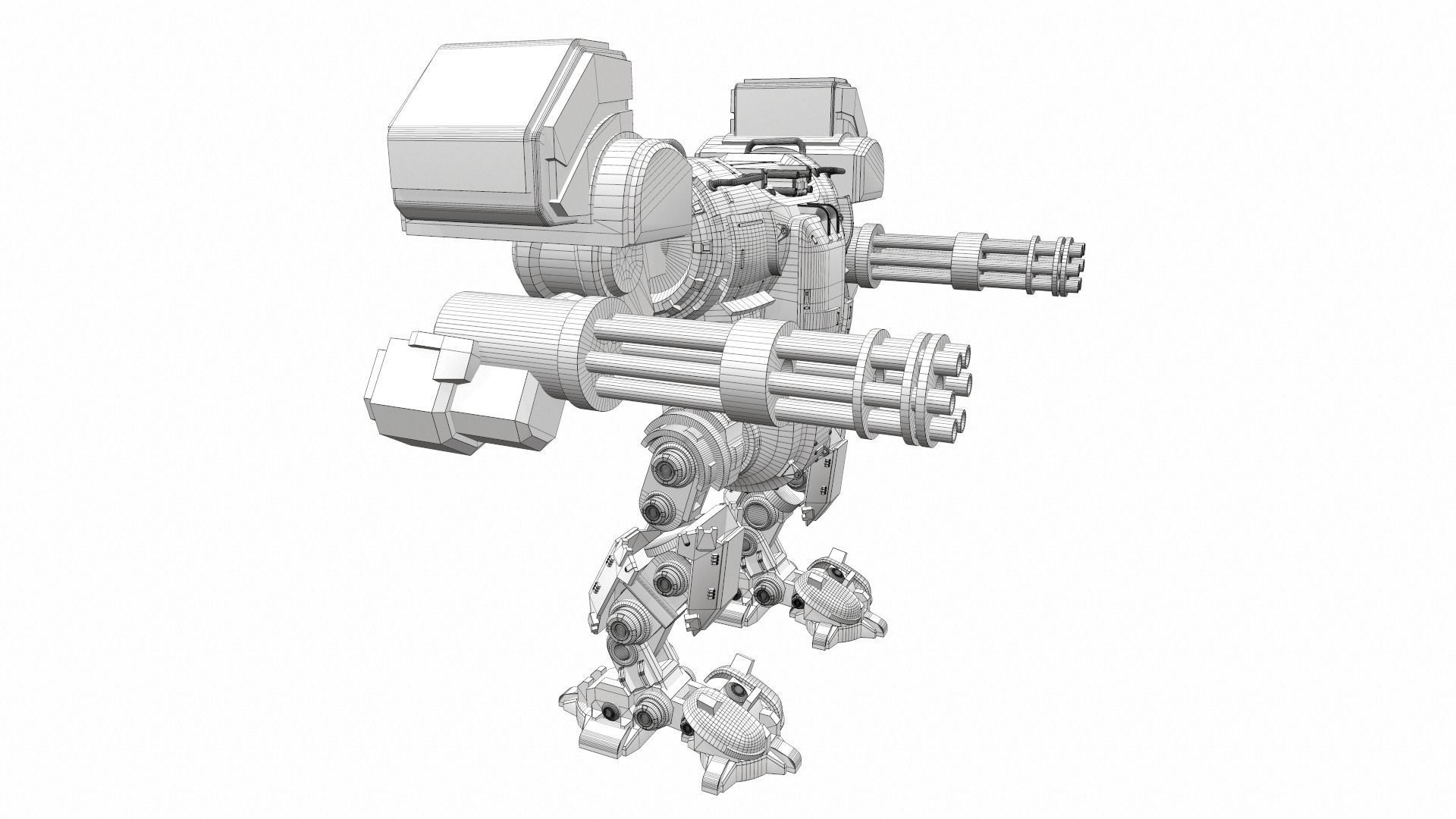 Battle mech robot piston 3B 3D model_16