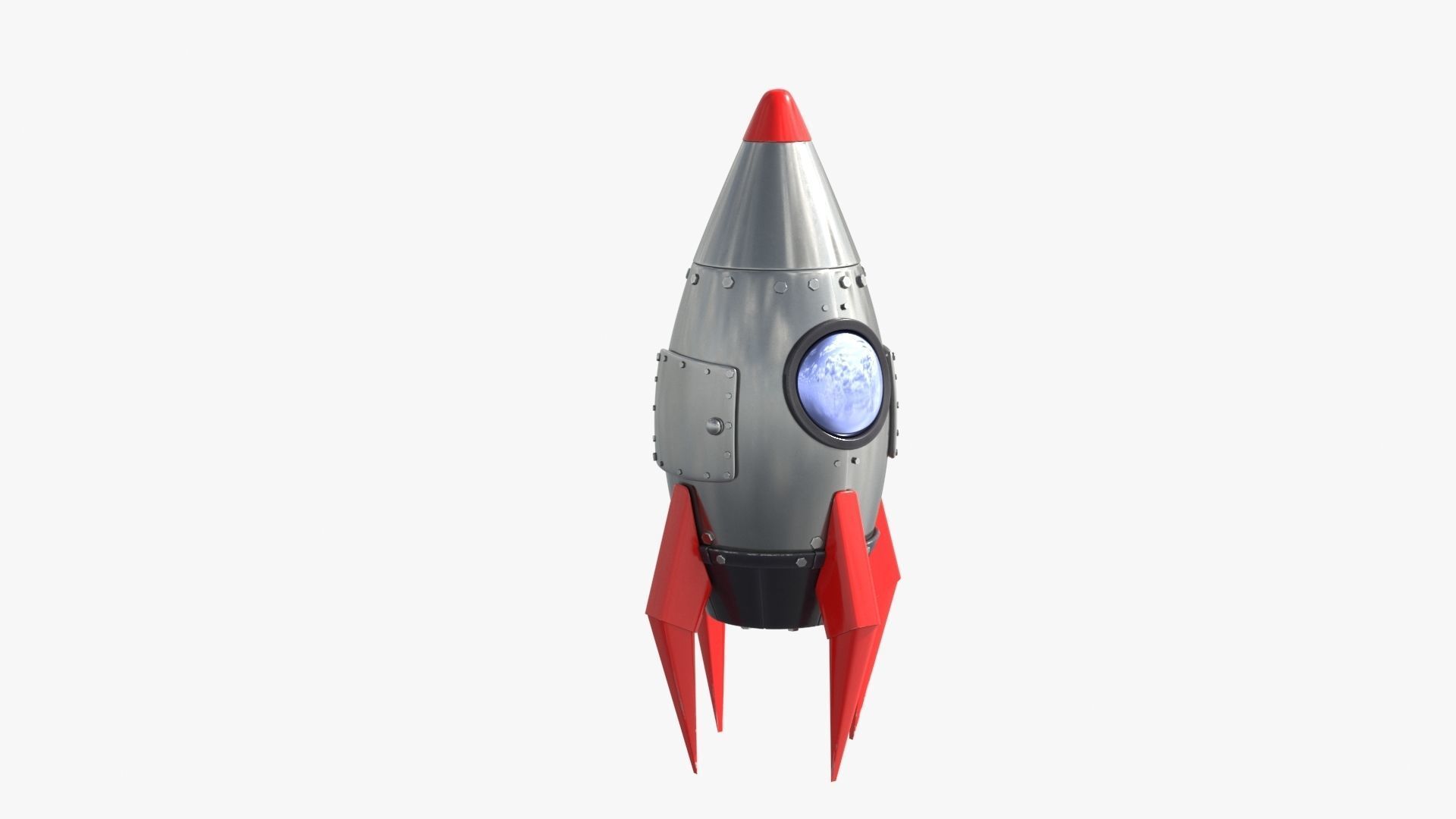 Cartoon Rocket Low-poly 3D model_8