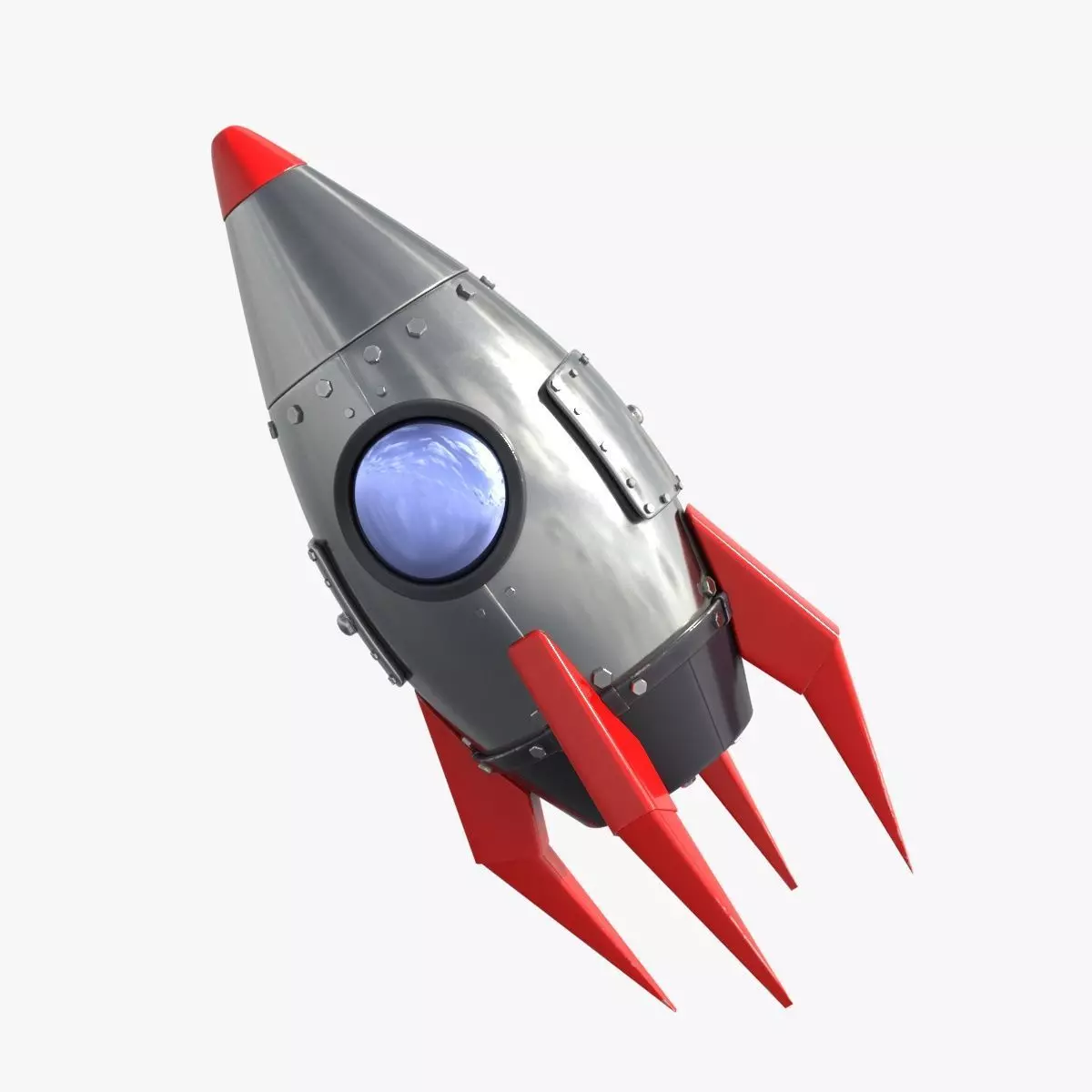 Cartoon Rocket Low-poly 3D model_0