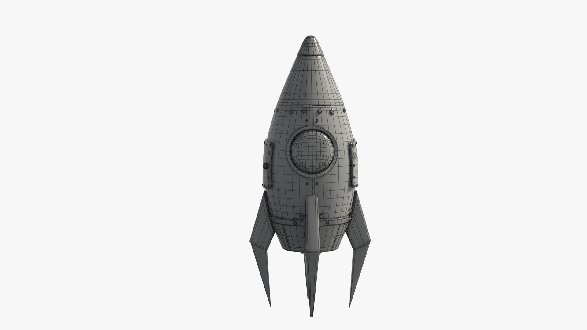 Cartoon Rocket Low-poly 3D model_15