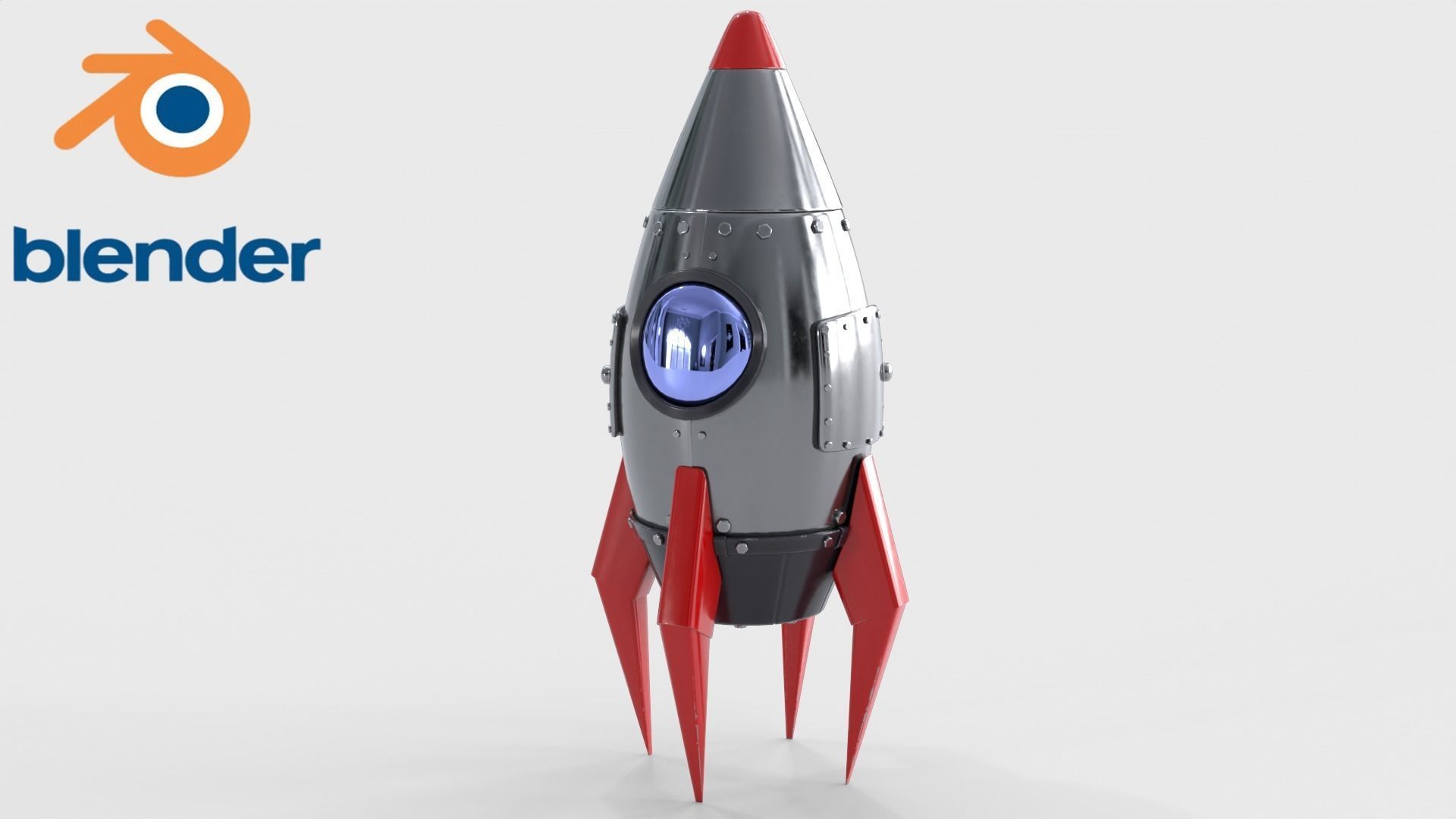 Cartoon Rocket Low-poly 3D model_7