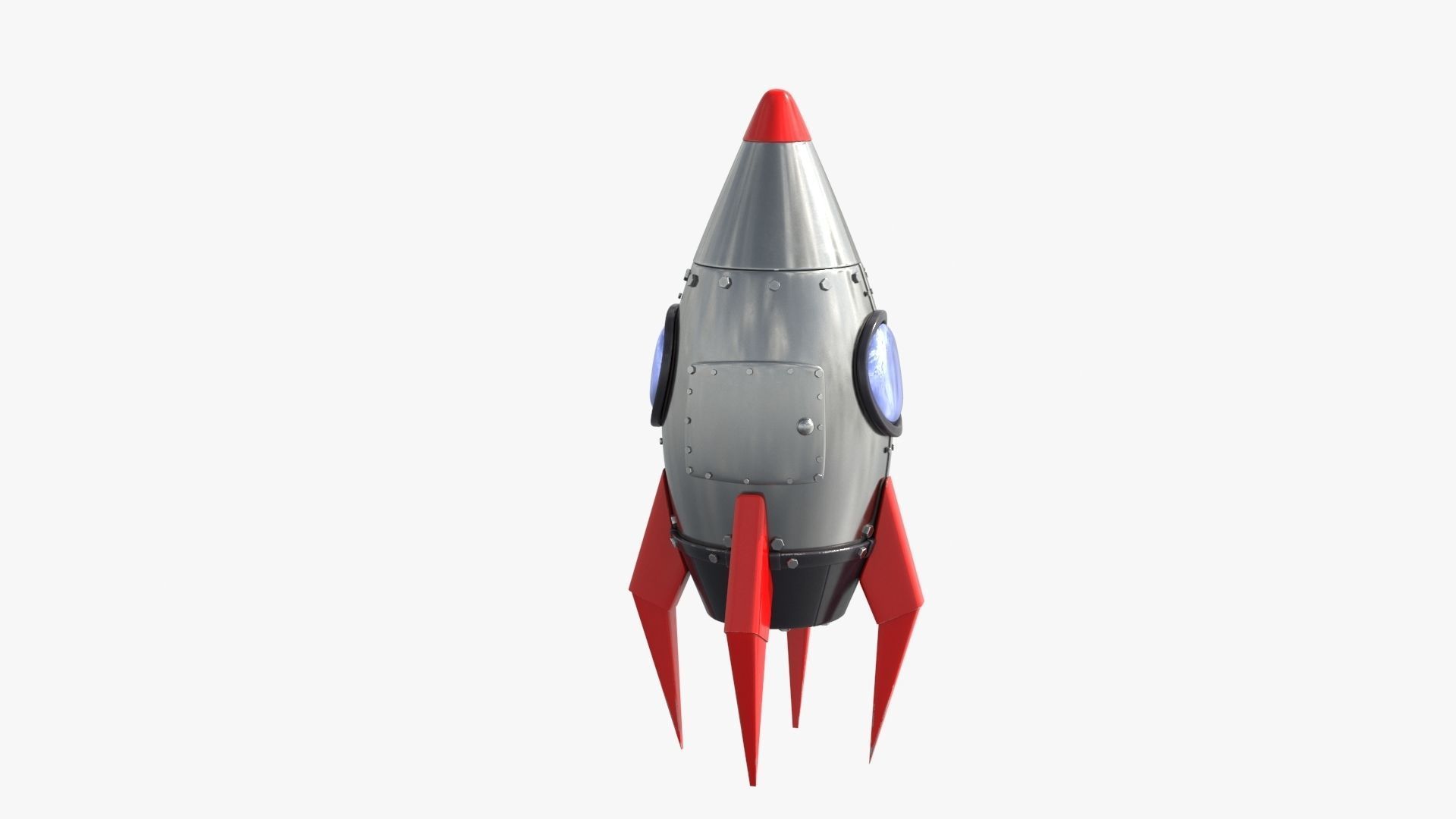 Cartoon Rocket Low-poly 3D model_12