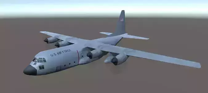 Lockheed C130 Hercules aircraft lowpoly 3d model Low-poly 3D model