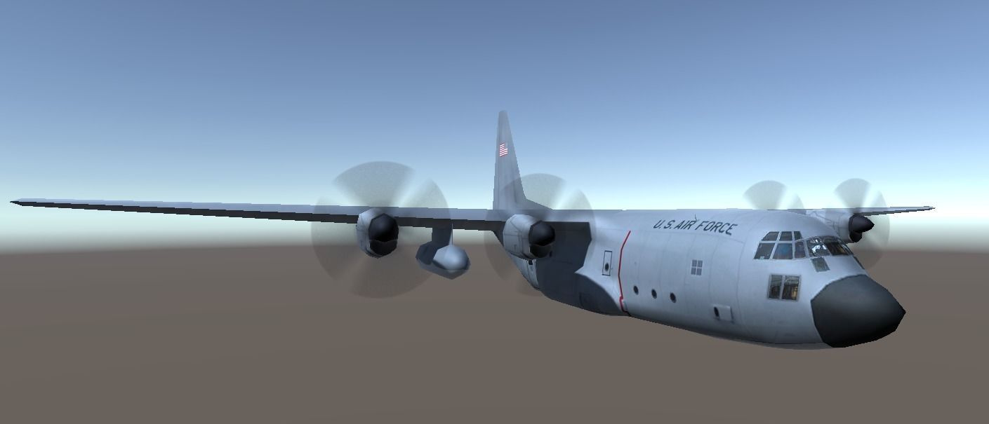 Lockheed C130 Hercules aircraft lowpoly 3d model Low-poly 3D model_4