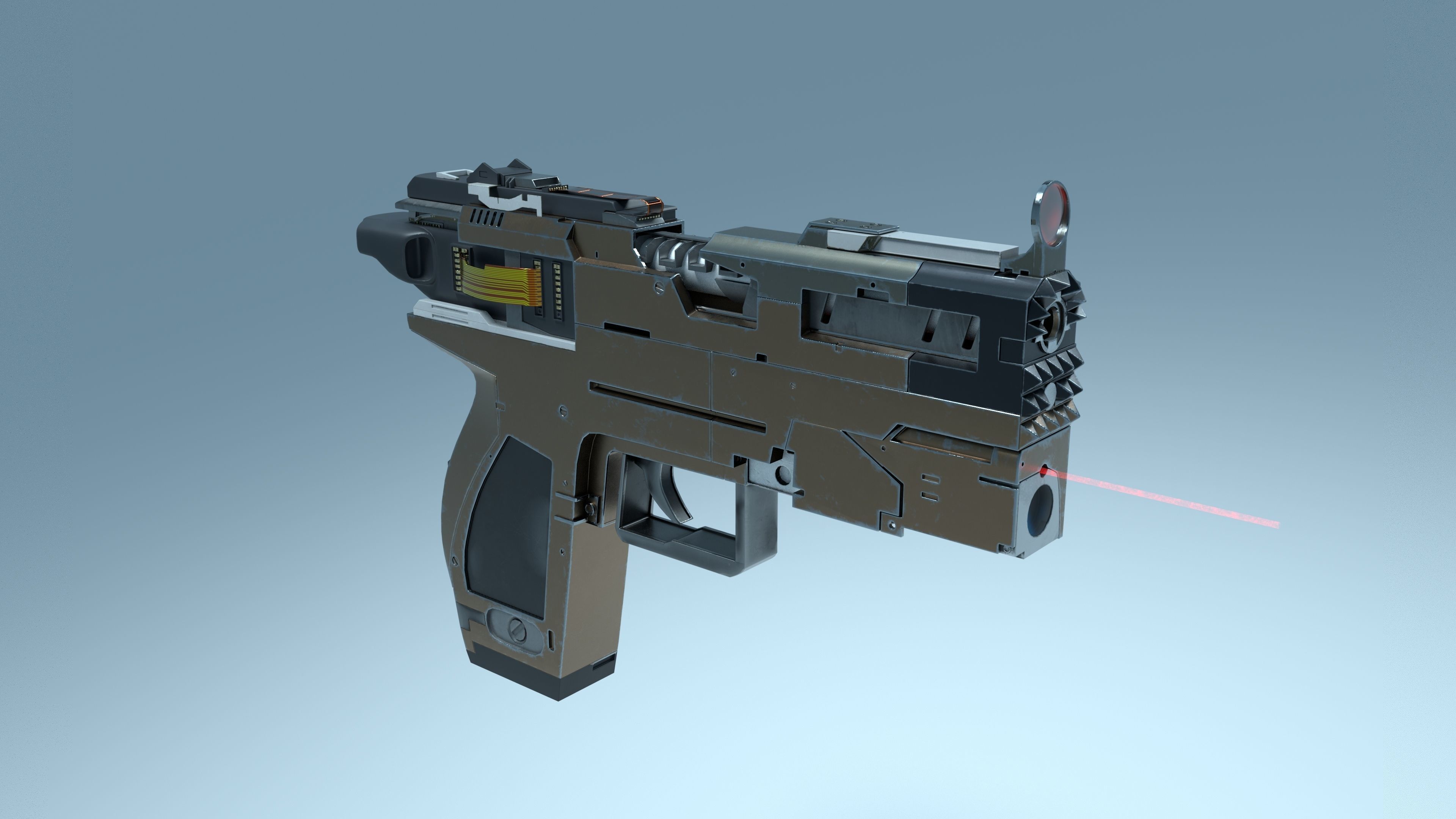 Cyberpunk Pistol Low-poly 3D model_2