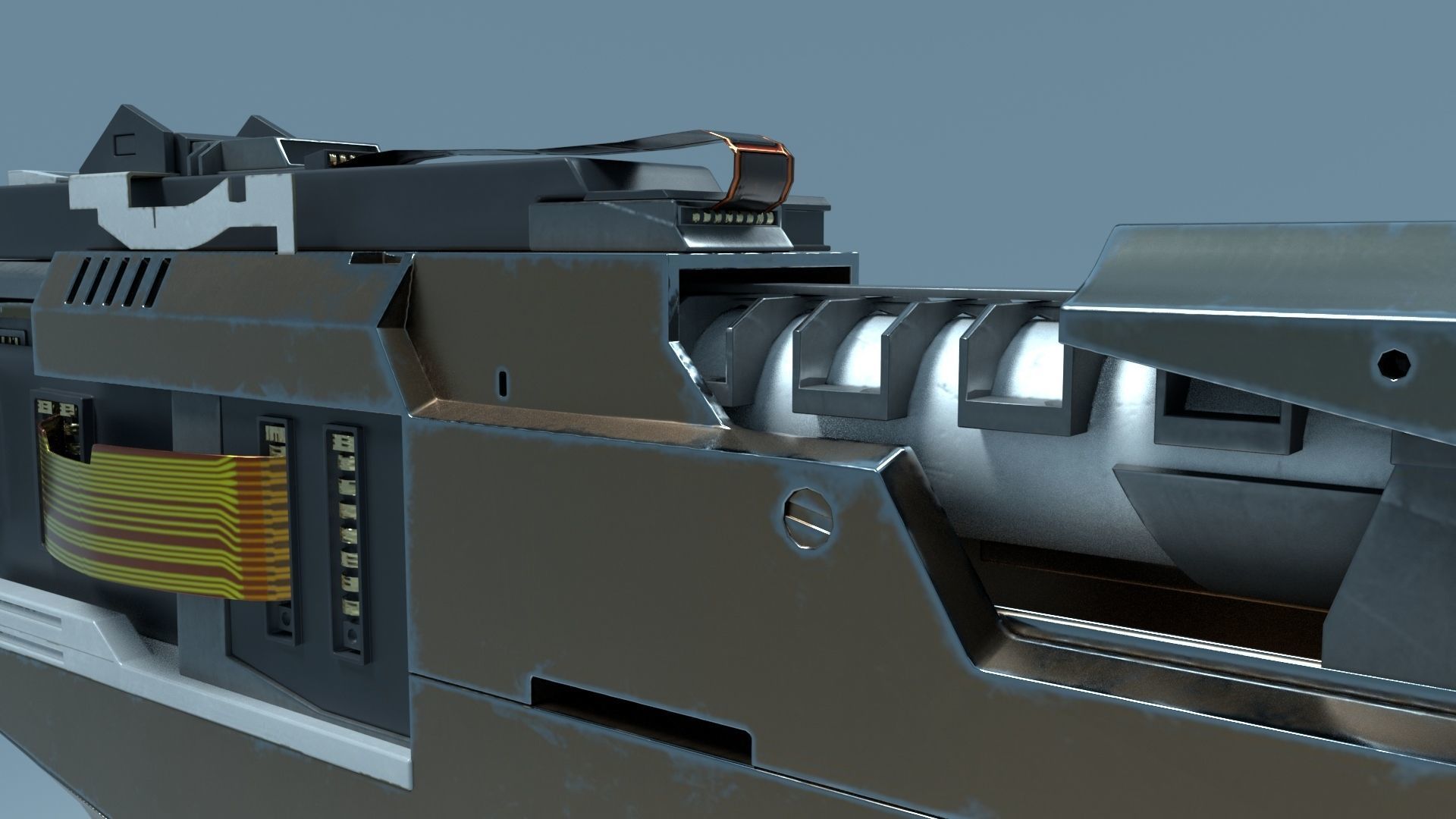 Cyberpunk Pistol Low-poly 3D model_4