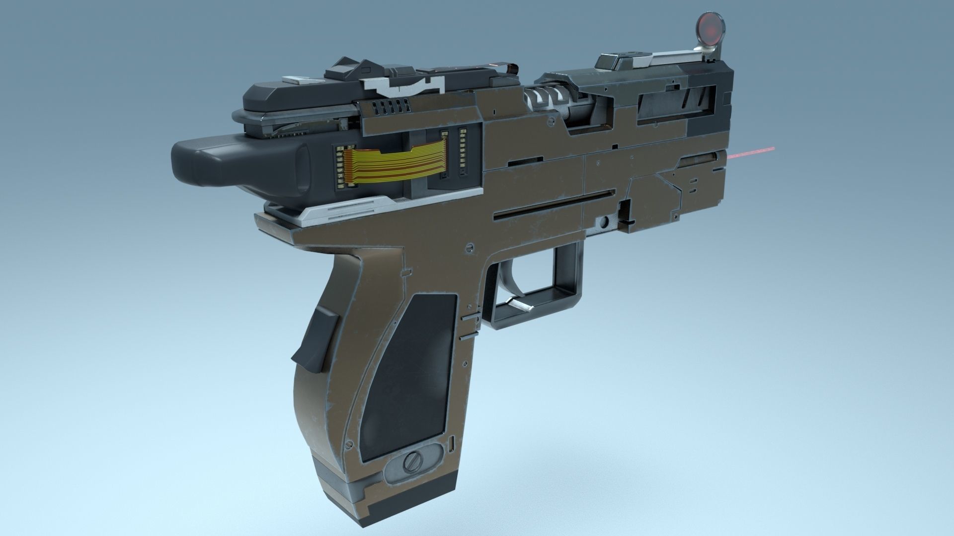 Cyberpunk Pistol Low-poly 3D model_5
