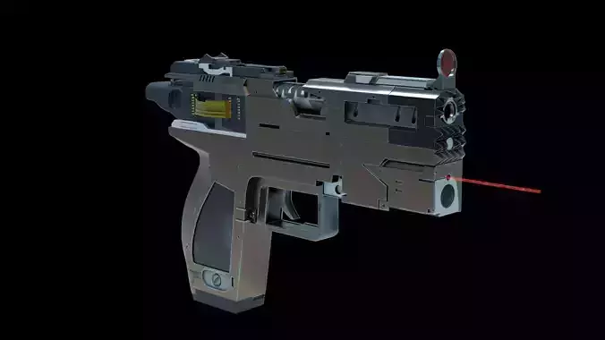 Cyberpunk Pistol Low-poly 3D model