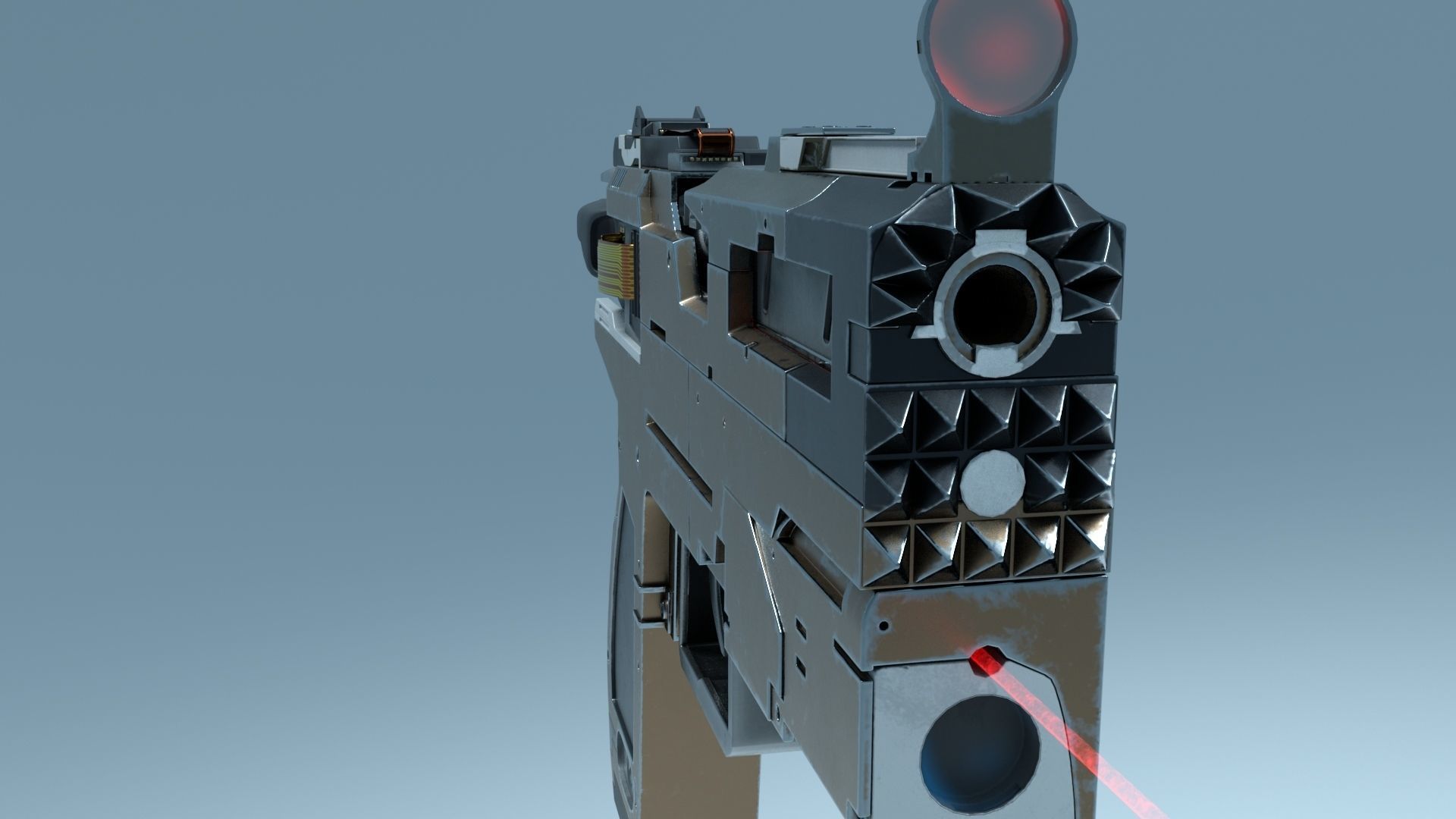 Cyberpunk Pistol Low-poly 3D model_3