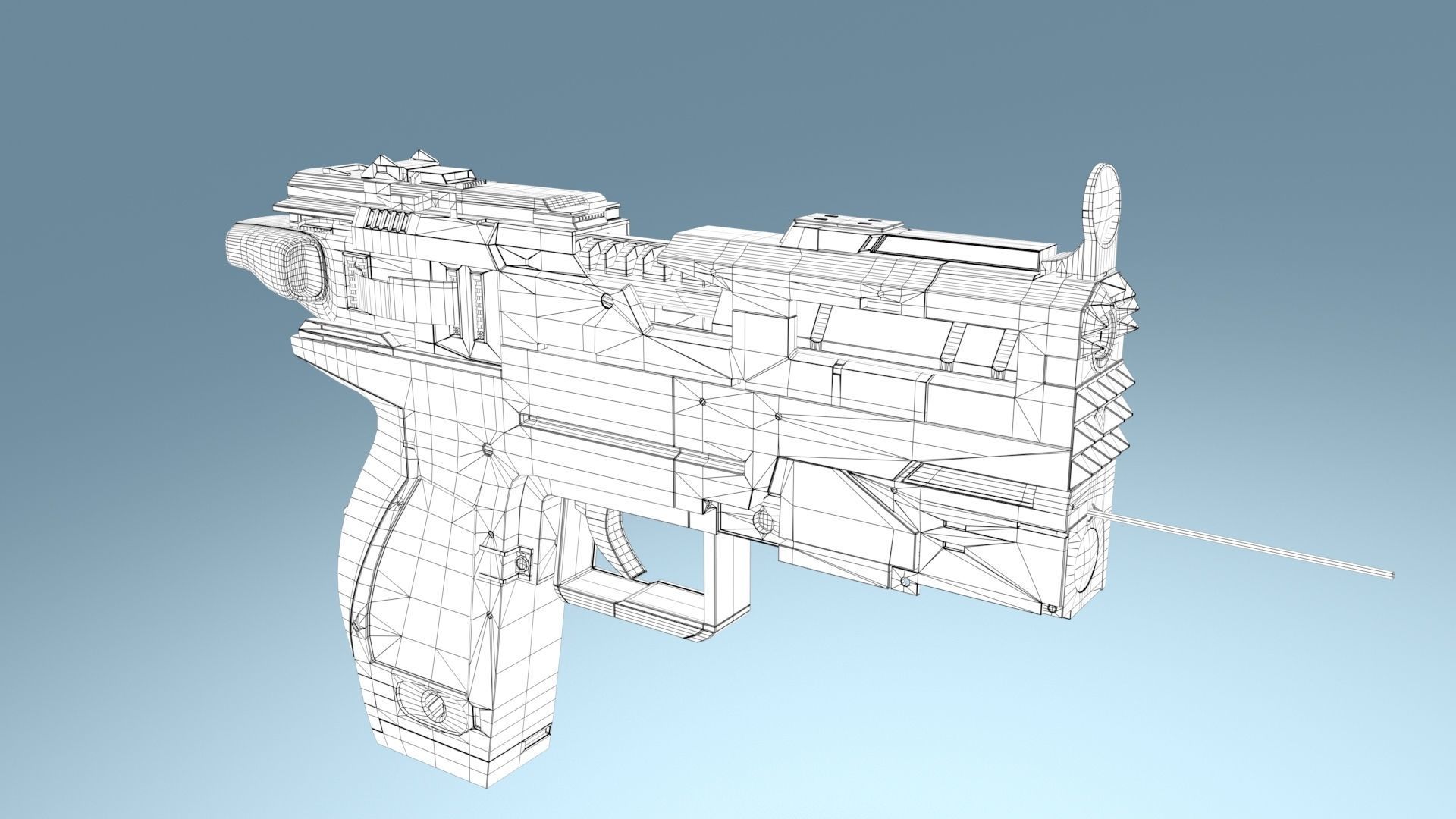 Cyberpunk Pistol Low-poly 3D model_8