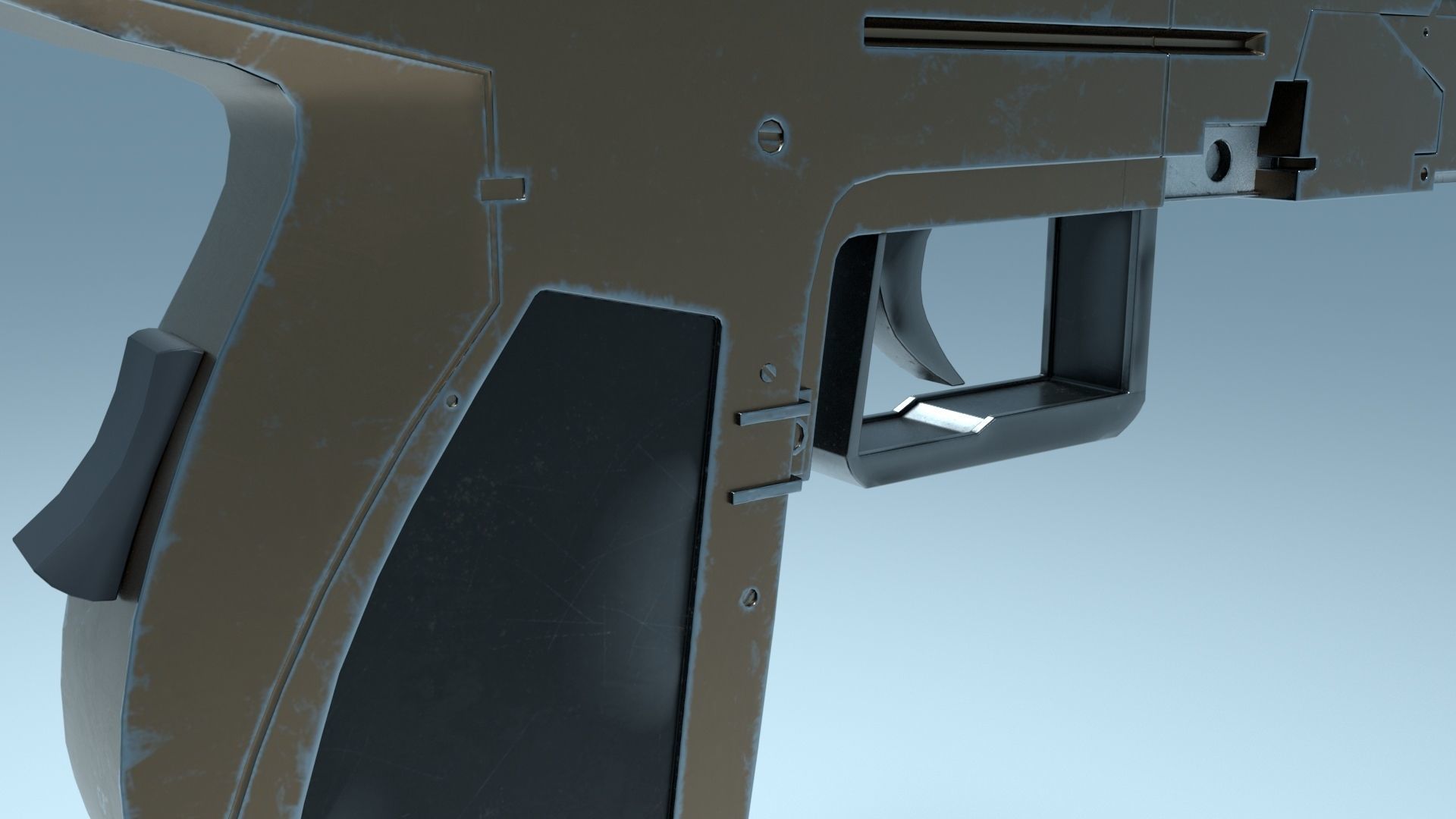 Cyberpunk Pistol Low-poly 3D model_6