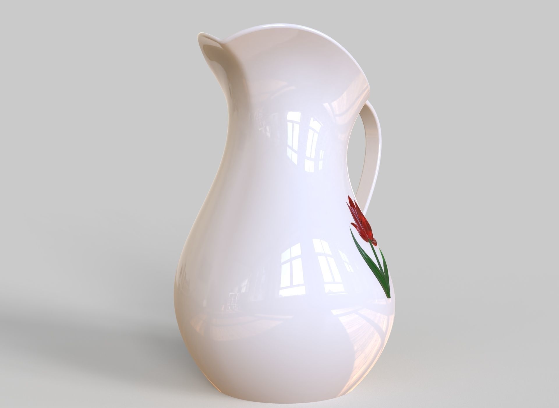 glass and ceramic pitcher 3D model_4