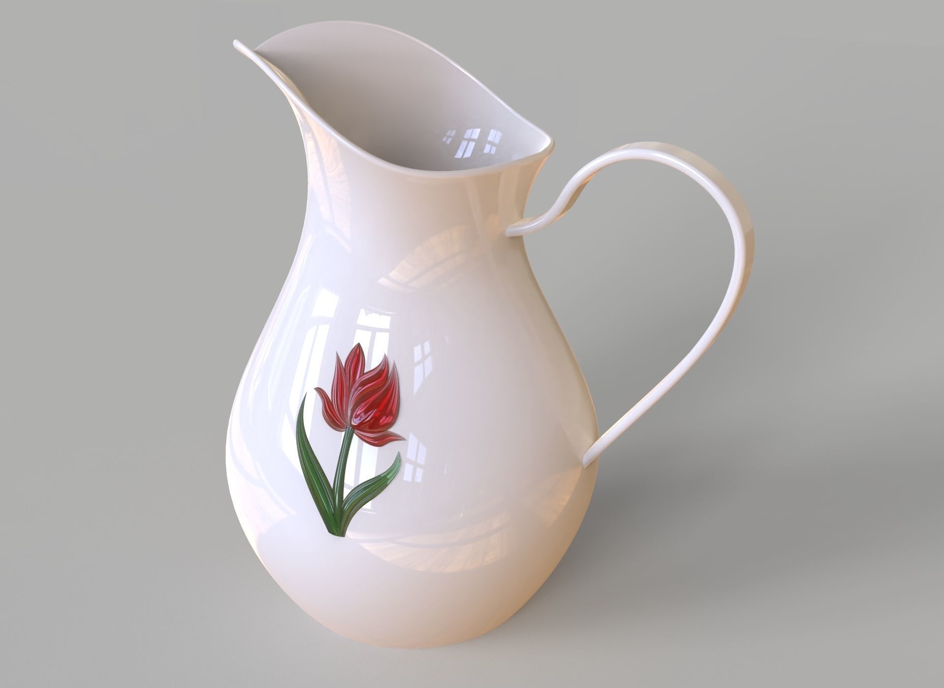 glass and ceramic pitcher 3D model_1