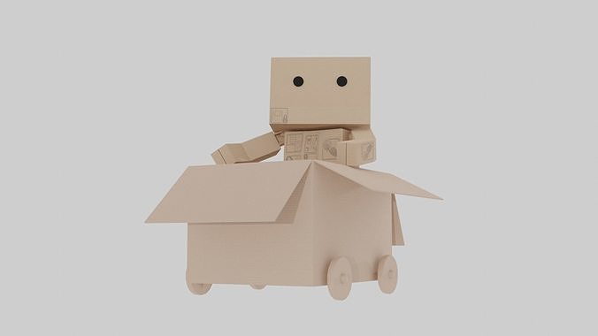 Cardboard Man 3D Game Model Low-poly 3D model