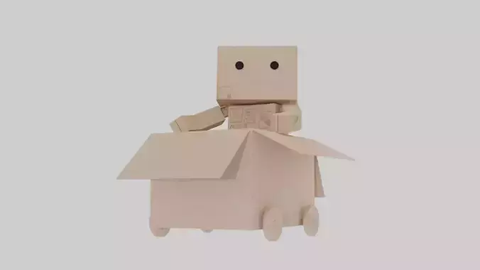 Cardboard Man 3D Game Model Low-poly 3D model