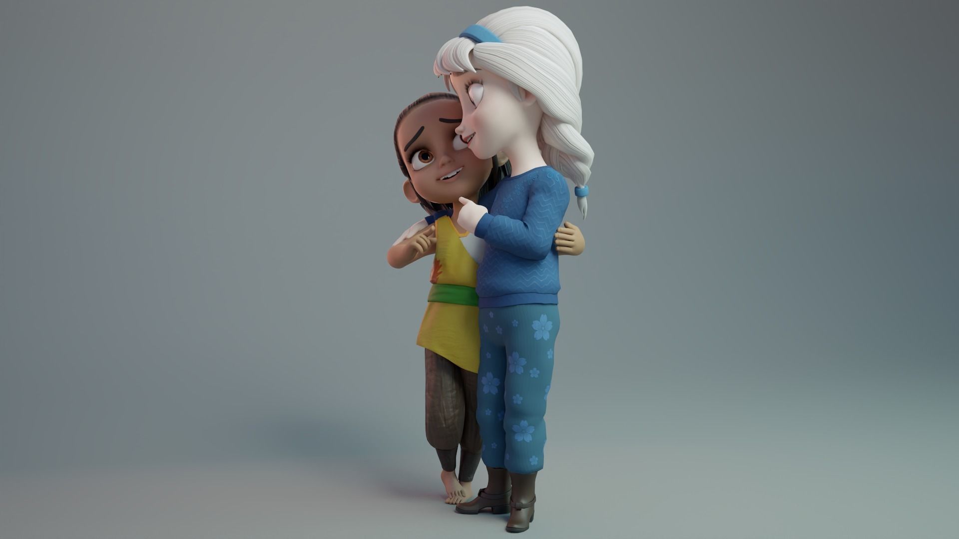 Young Elsa and Tory 3D model_2