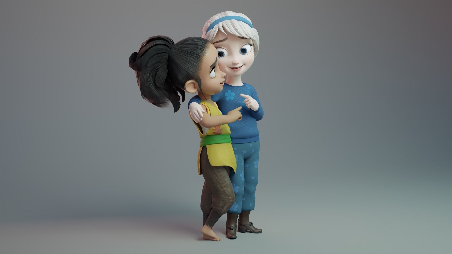 Young Elsa and Tory 3D model_3