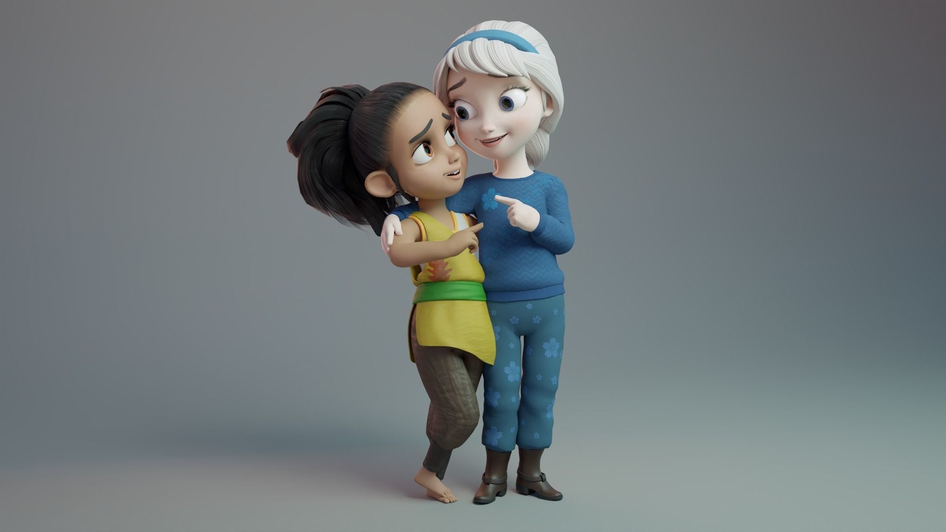Young Elsa and Tory 3D model_1