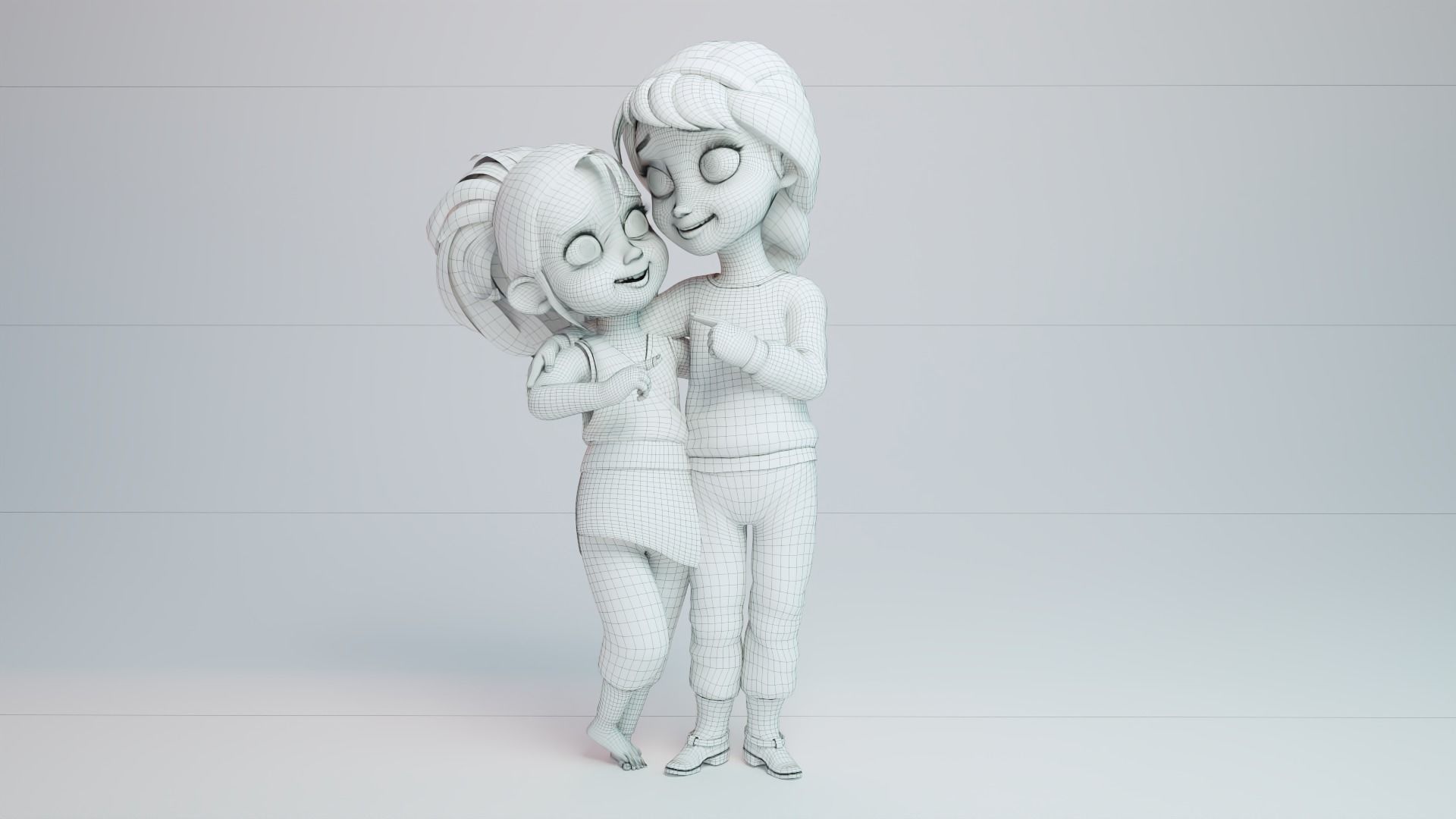 Young Elsa and Tory 3D model_4
