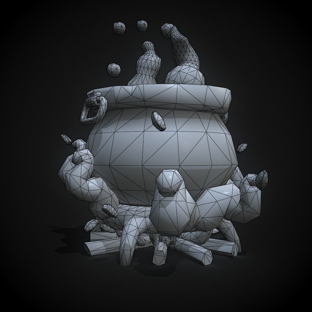 stylized magic pot  Low-poly 3D model_5