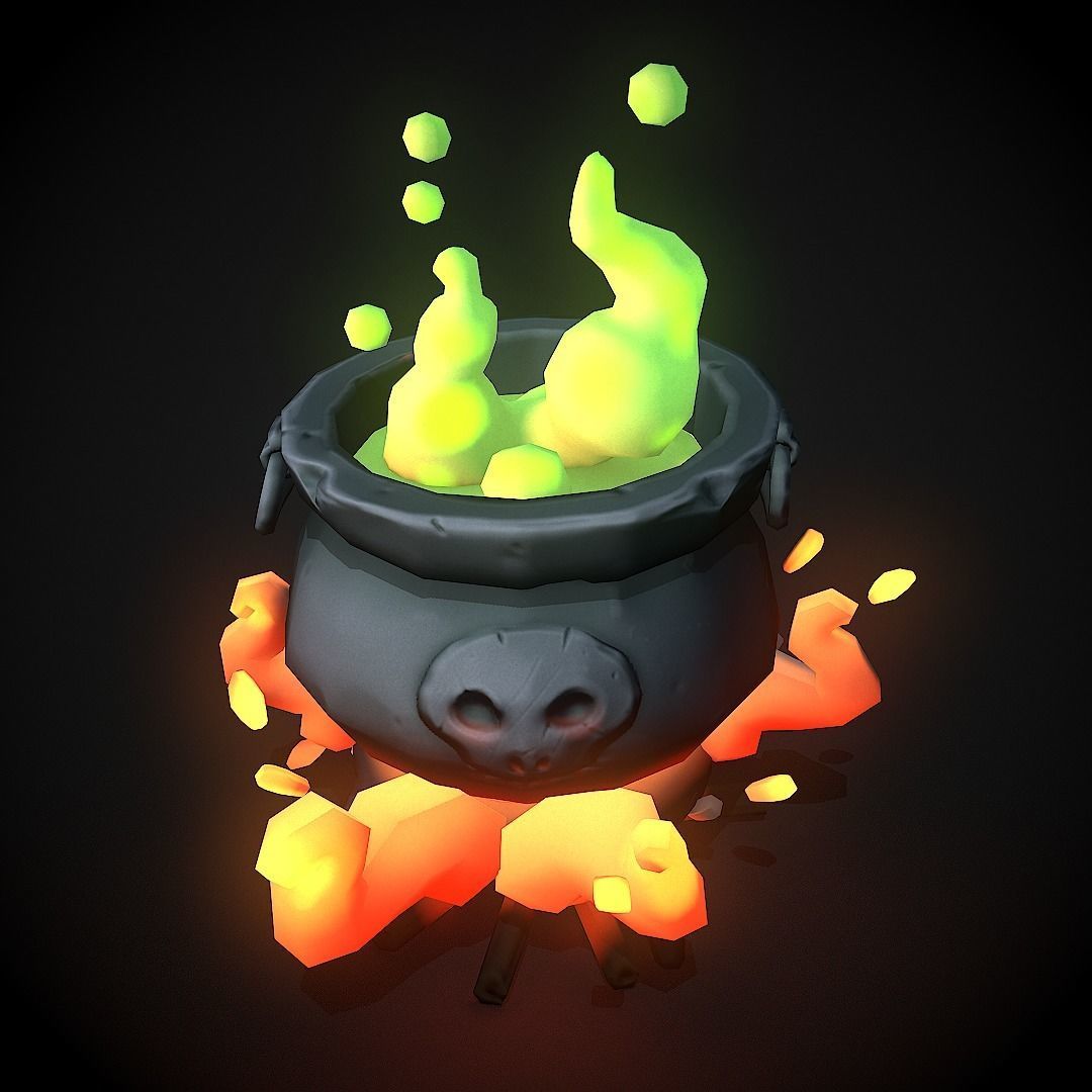 stylized magic pot  Low-poly 3D model_3