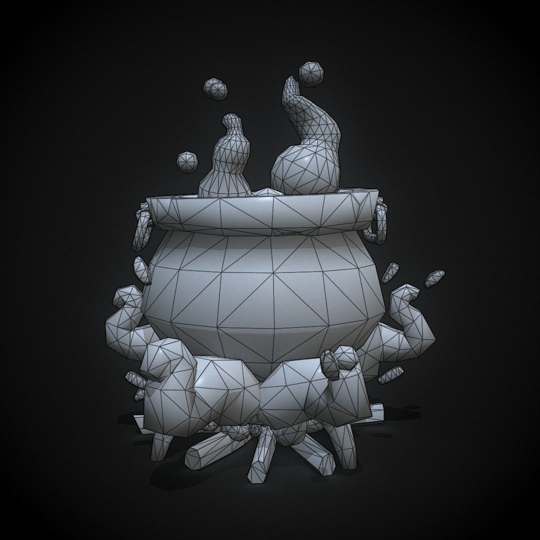 stylized magic pot  Low-poly 3D model_7