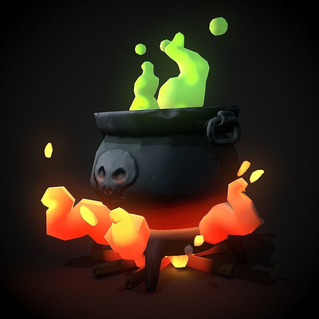 stylized magic pot  Low-poly 3D model_2