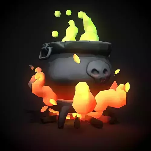 stylized magic pot  Low-poly 3D model