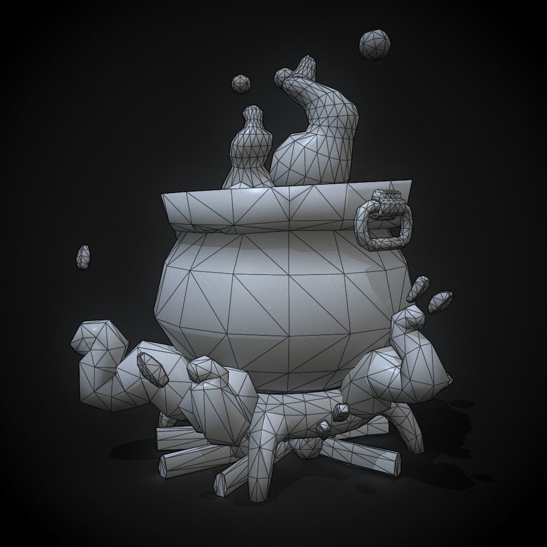 stylized magic pot  Low-poly 3D model_6