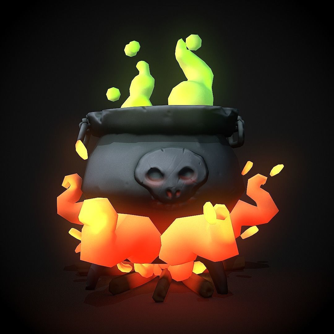stylized magic pot  Low-poly 3D model_4