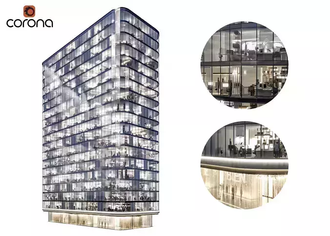Modern office building 01 3D model
