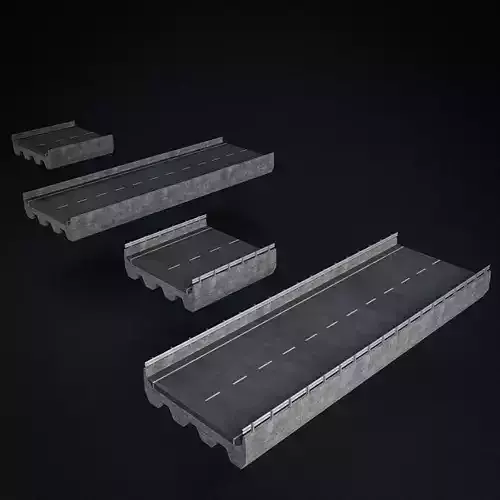 HIGHWAY AND ROAD SET ESSENTIAL PACK Low-poly 3D model