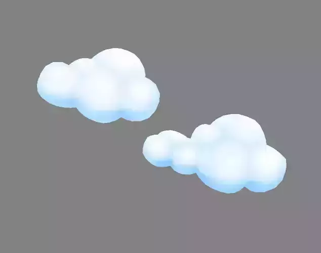 Cartoon white clouds Low-poly 3D model
