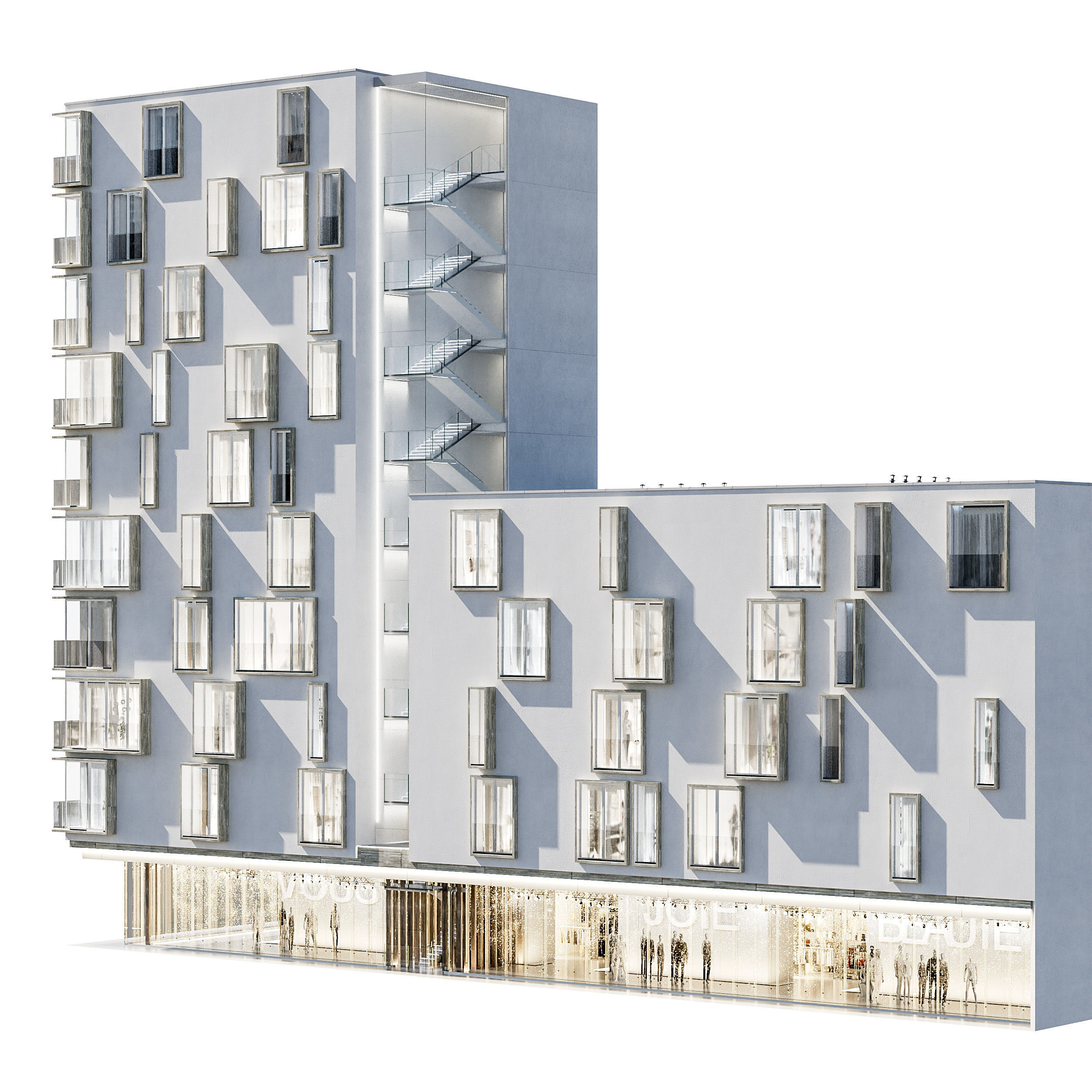 Modern residential building 02 3D model_4