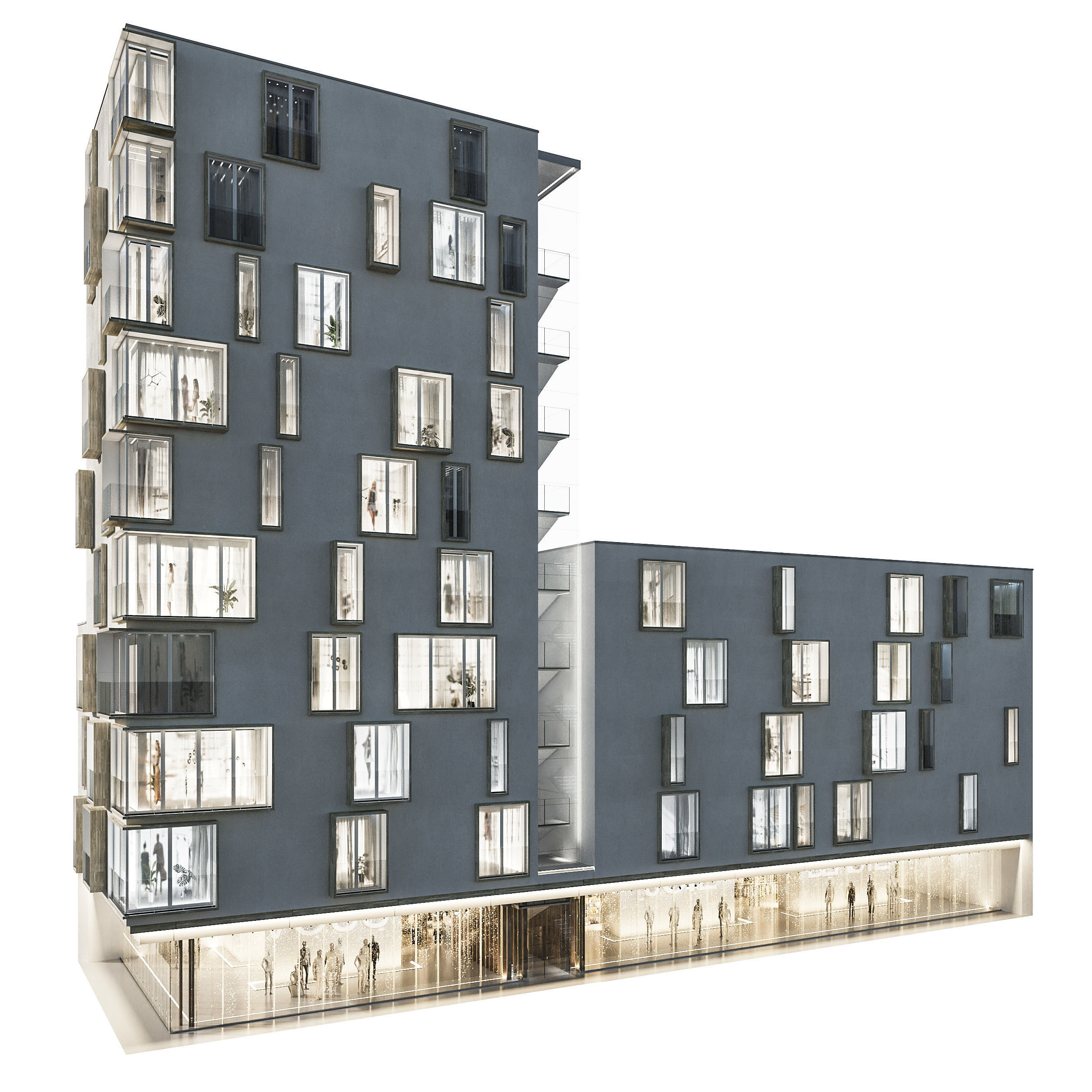 Modern residential building 02 3D model_1