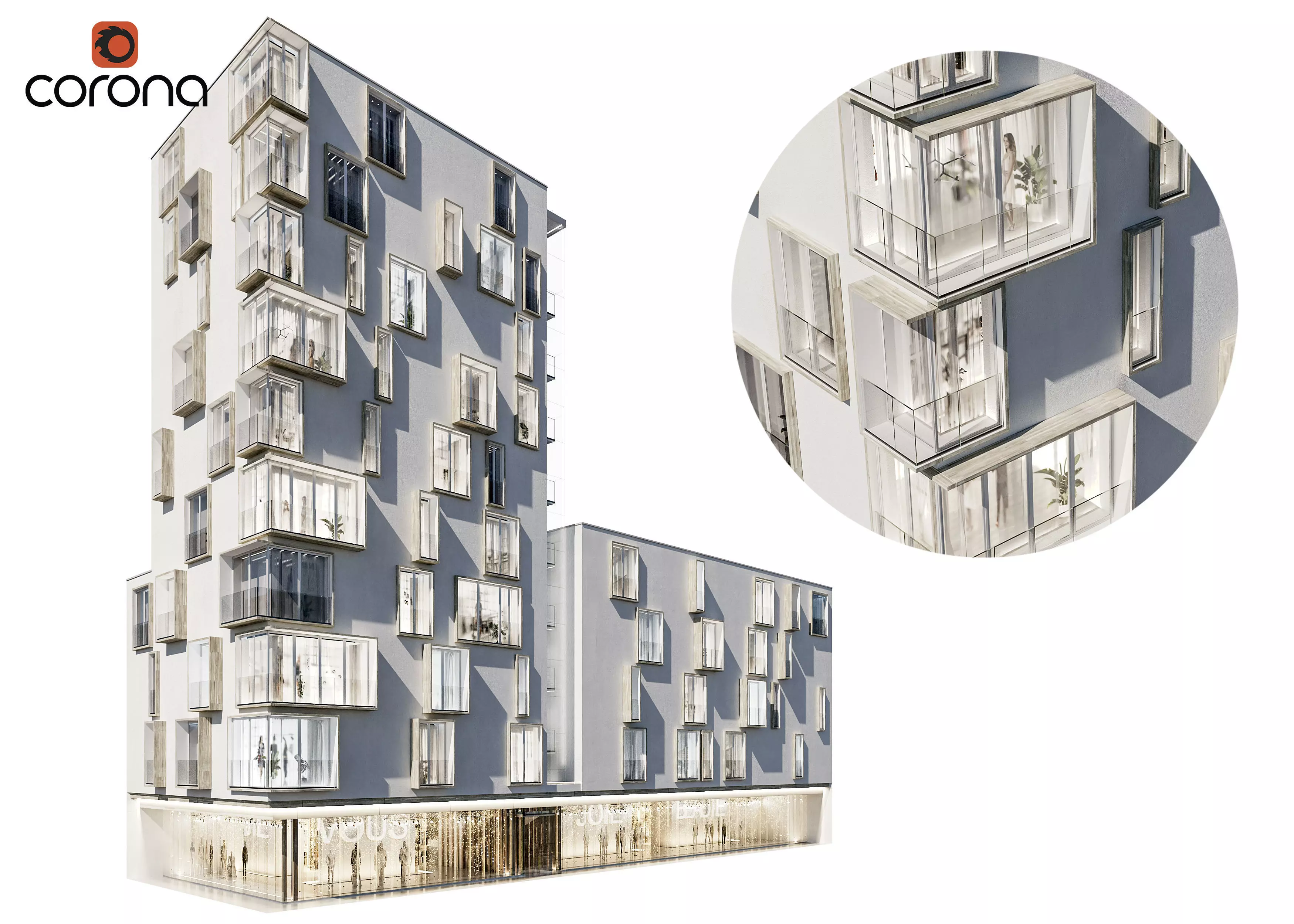 Modern residential building 02 3D model_0