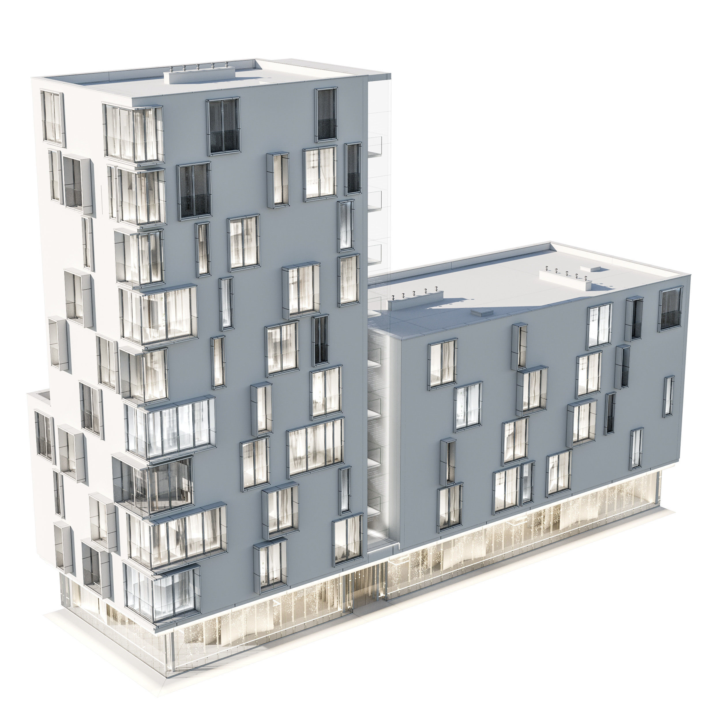 Modern residential building 02 3D model_3