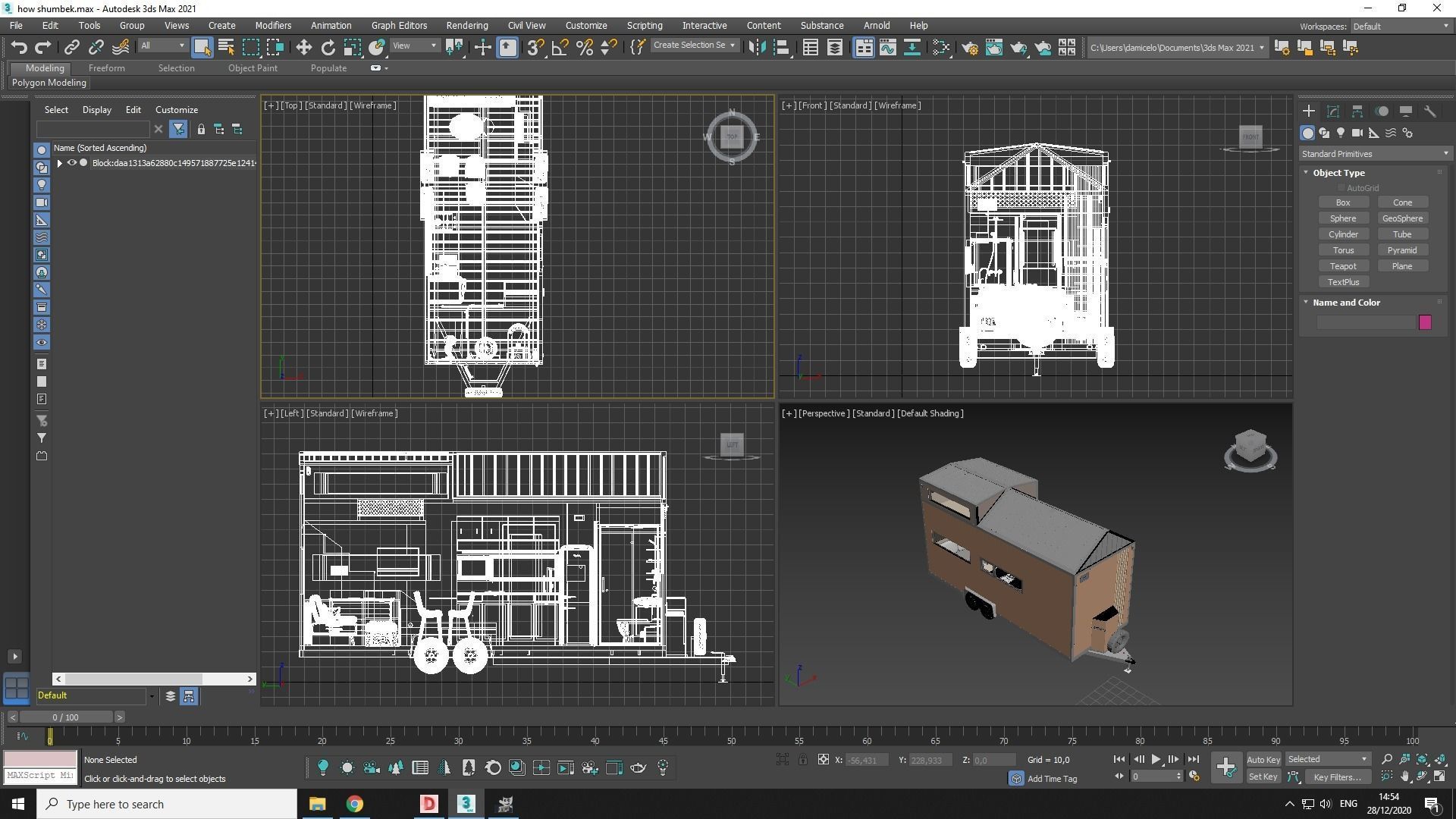 house on wheels tiny house on 20ft Low-poly 3D model_17
